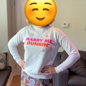 Marry Me Dunkin' - Dunkin' Donuts Official Merch White Sweatshirt - Size Small